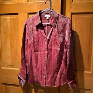Coldwater Creek Long Sleeve Collar Top size L